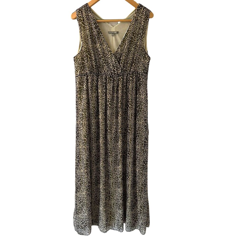 NY Collection Leopard Print V-Neck Sleeveless Baby Doll Maxi Skirt Size XL